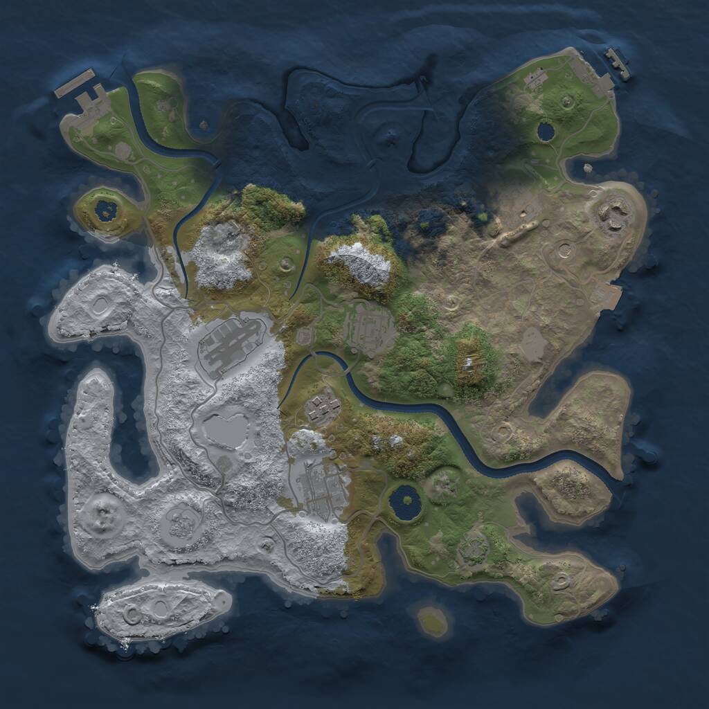 Rust Map: Procedural Map, Size: 3250, Seed: 893197964, 12 Monuments