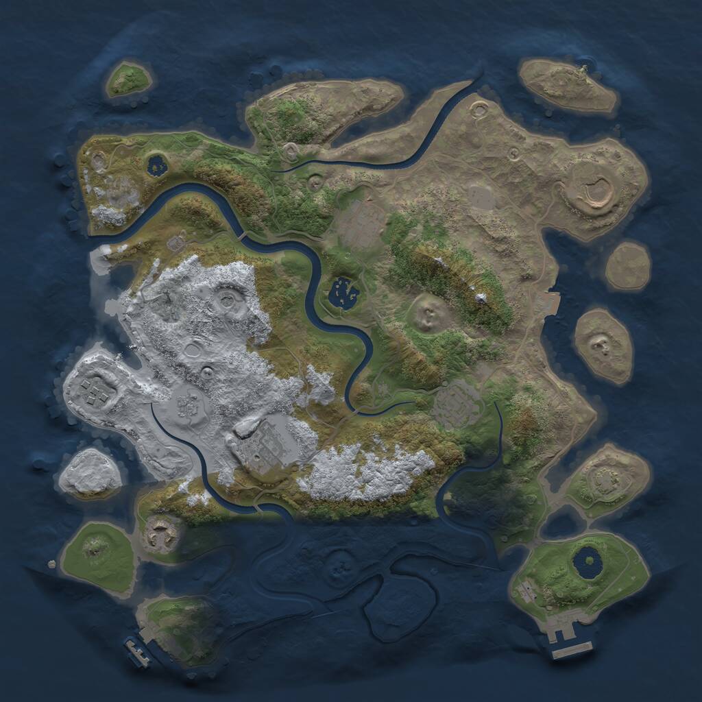 Rust Map: Procedural Map, Size: 3500, Seed: 893683935, 13 Monuments