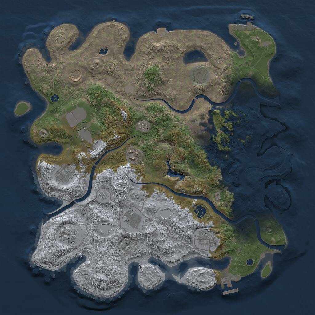 Rust Map: Procedural Map, Size: 4000, Seed: 69059920, 17 Monuments