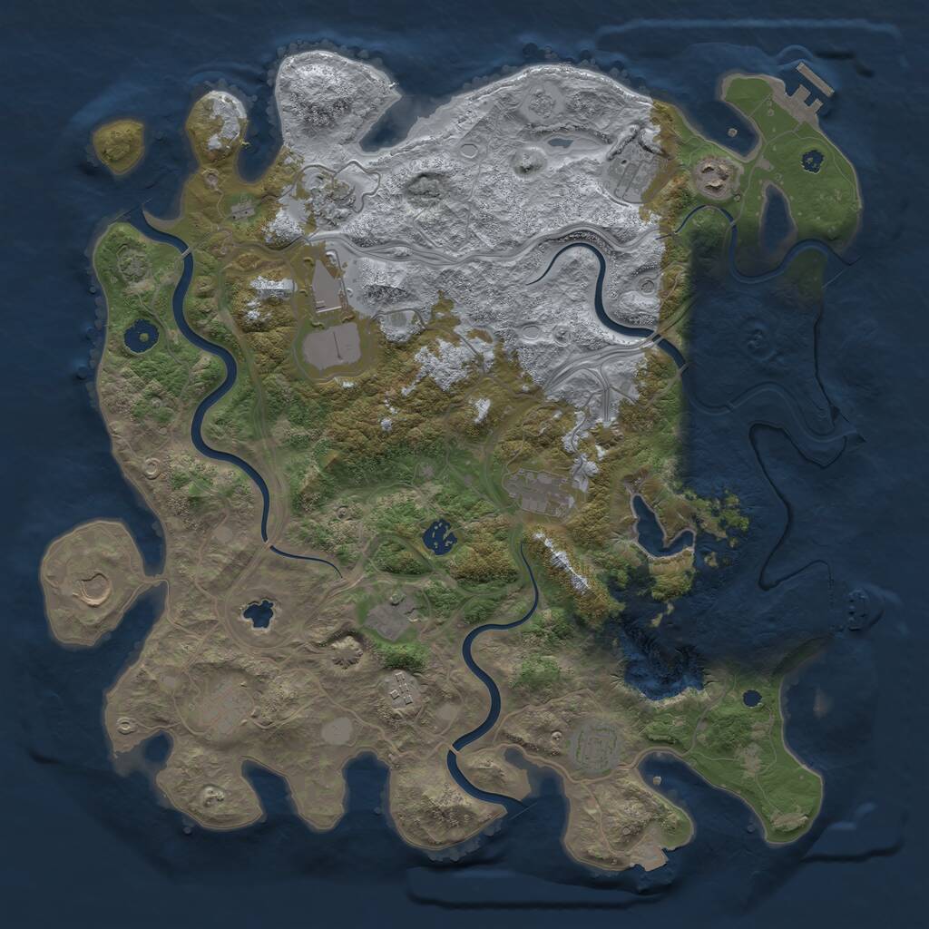 Rust Map: Procedural Map, Size: 4250, Seed: 198329183, 17 Monuments