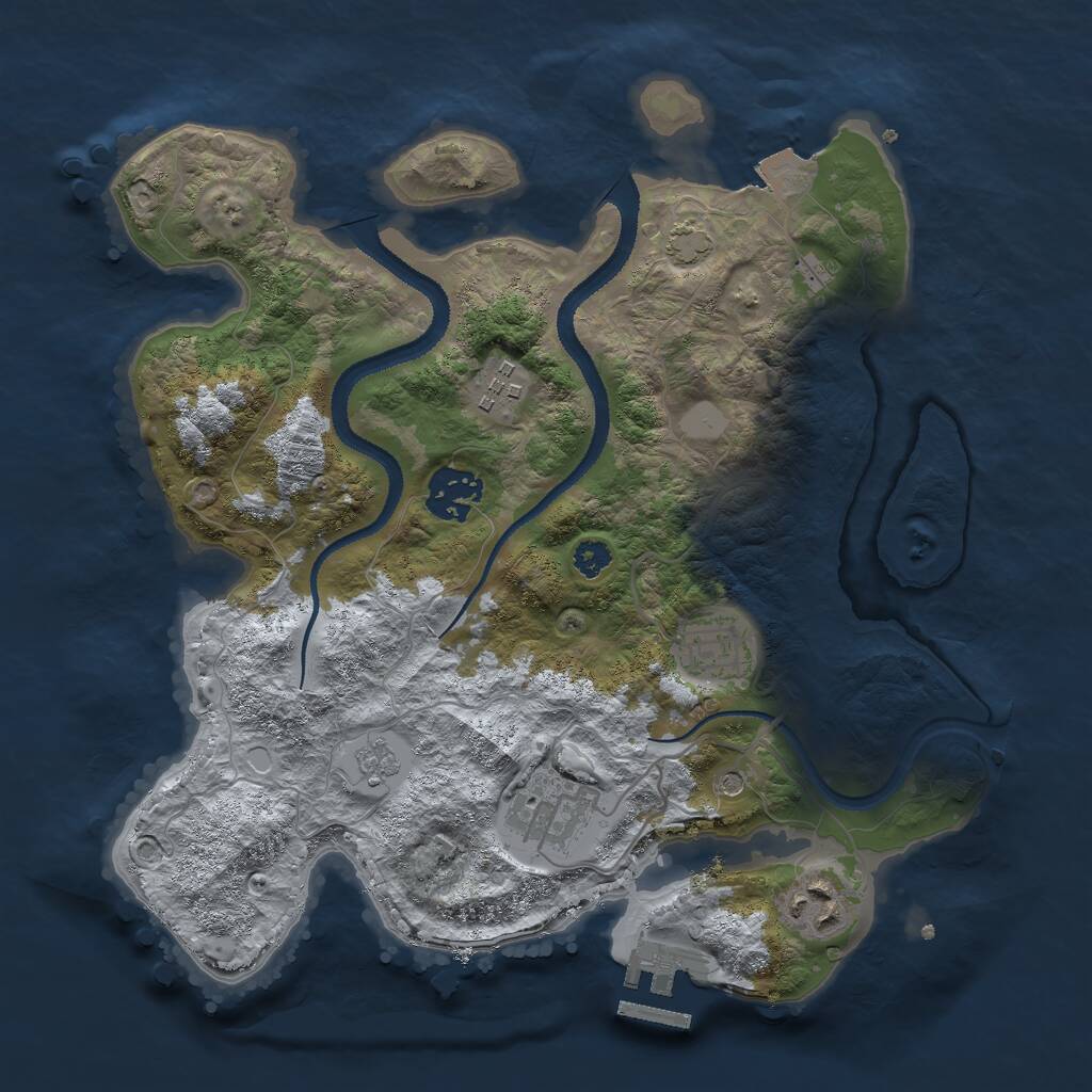 Rust Map: Procedural Map, Size: 3000, Seed: 439863, 10 Monuments