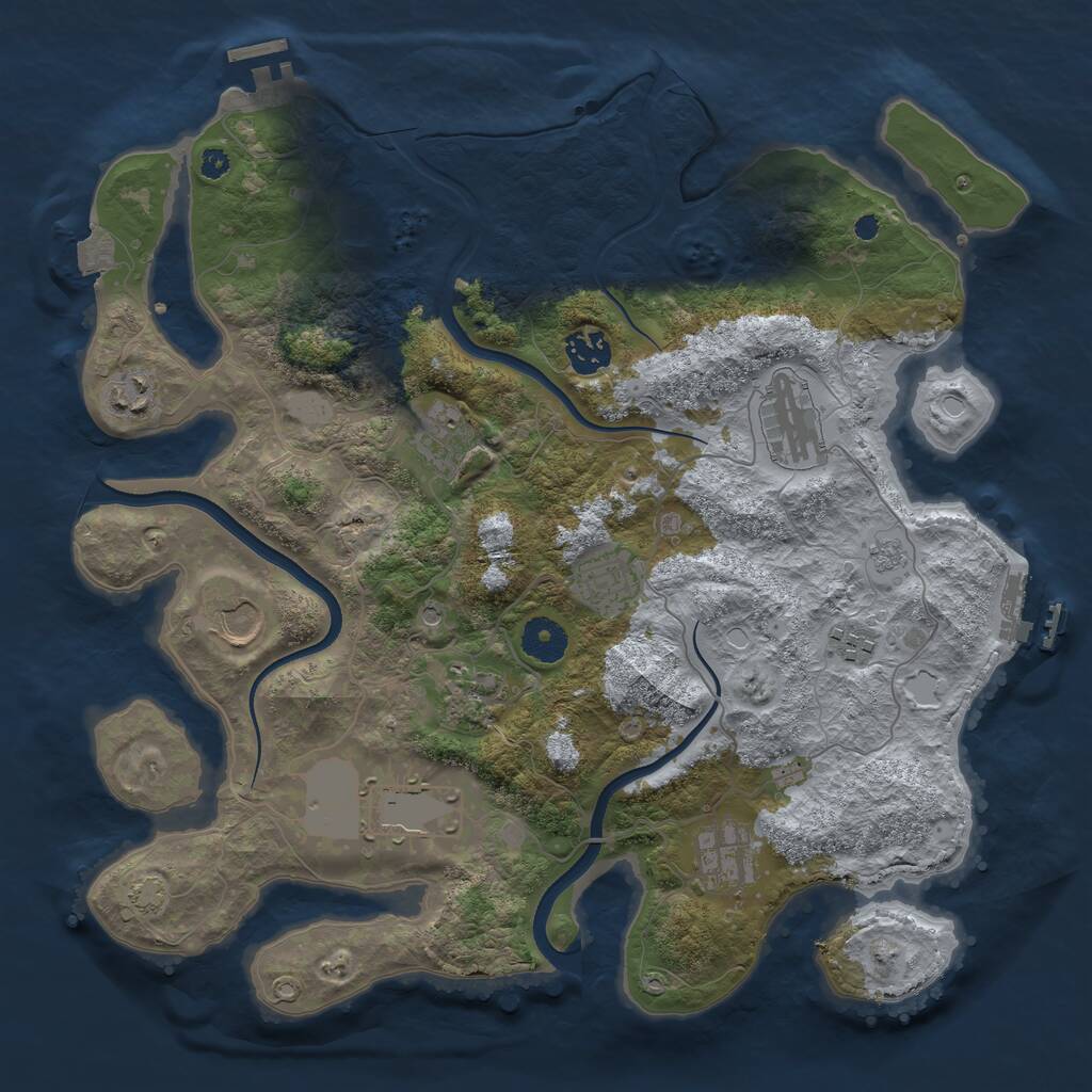 Rust Map: Procedural Map, Size: 3650, Seed: 1451622544, 16 Monuments