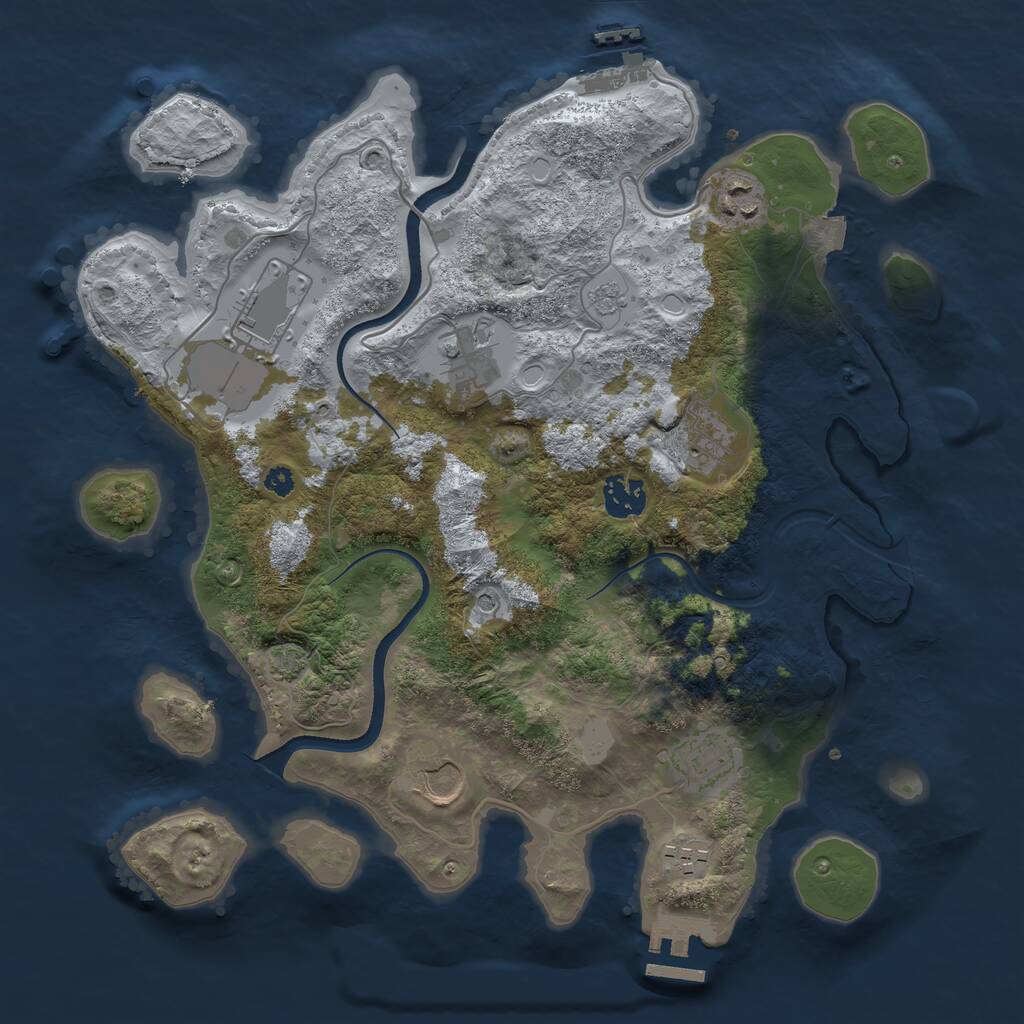 Rust Map: Procedural Map, Size: 3500, Seed: 695185800, 14 Monuments
