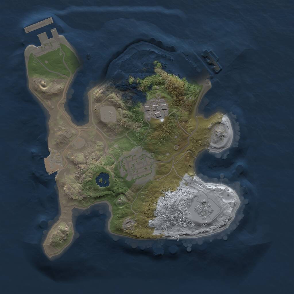 Rust Map: Procedural Map, Size: 2000, Seed: 155733023, 6 Monuments