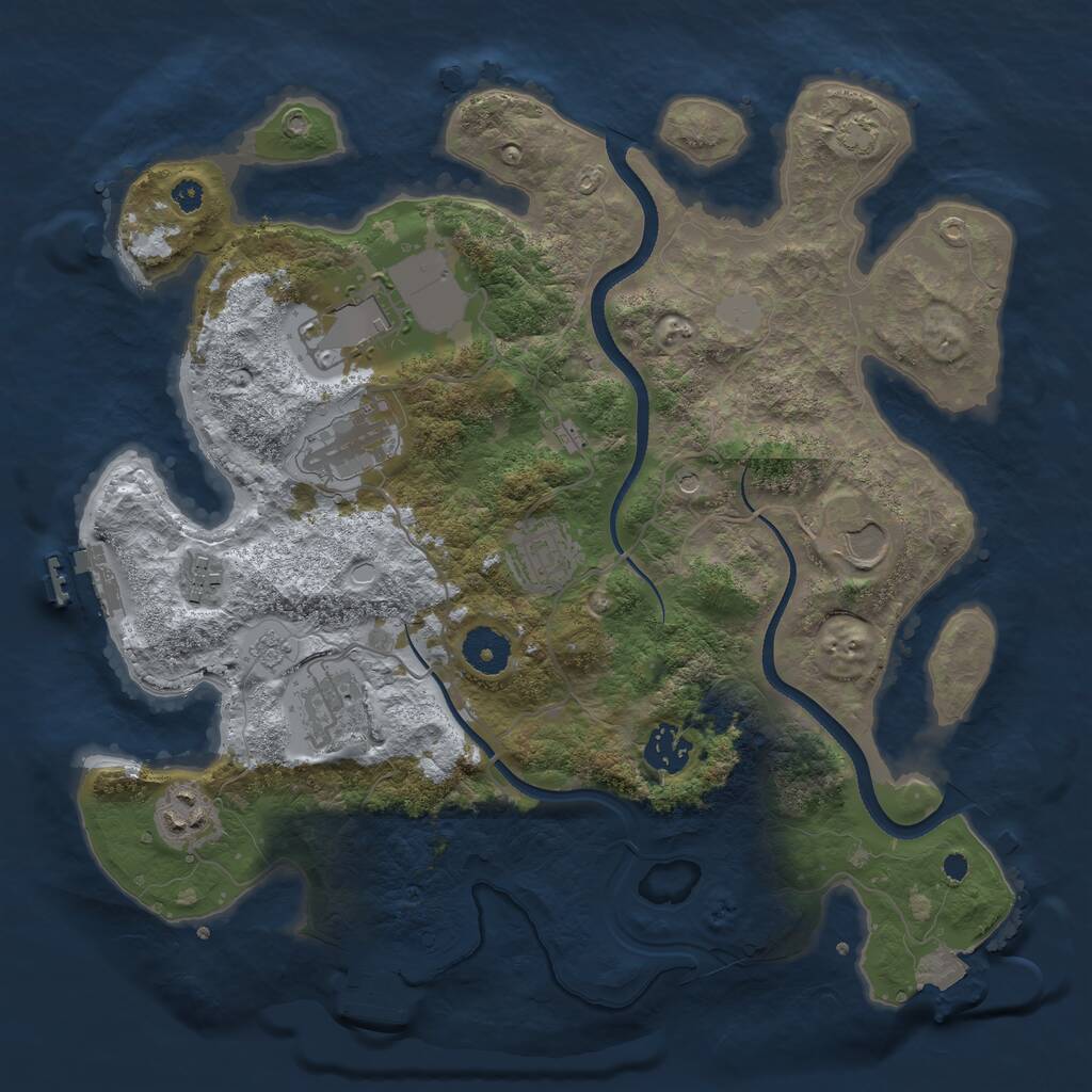 Rust Map: Procedural Map, Size: 3500, Seed: 1071923884, 14 Monuments