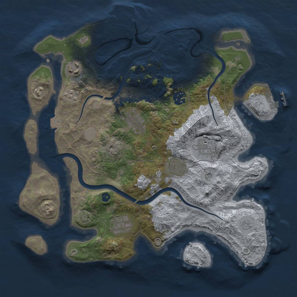 Rust Map: Procedural Map, Size: 3300, Seed: 1612921746, 13 Monuments