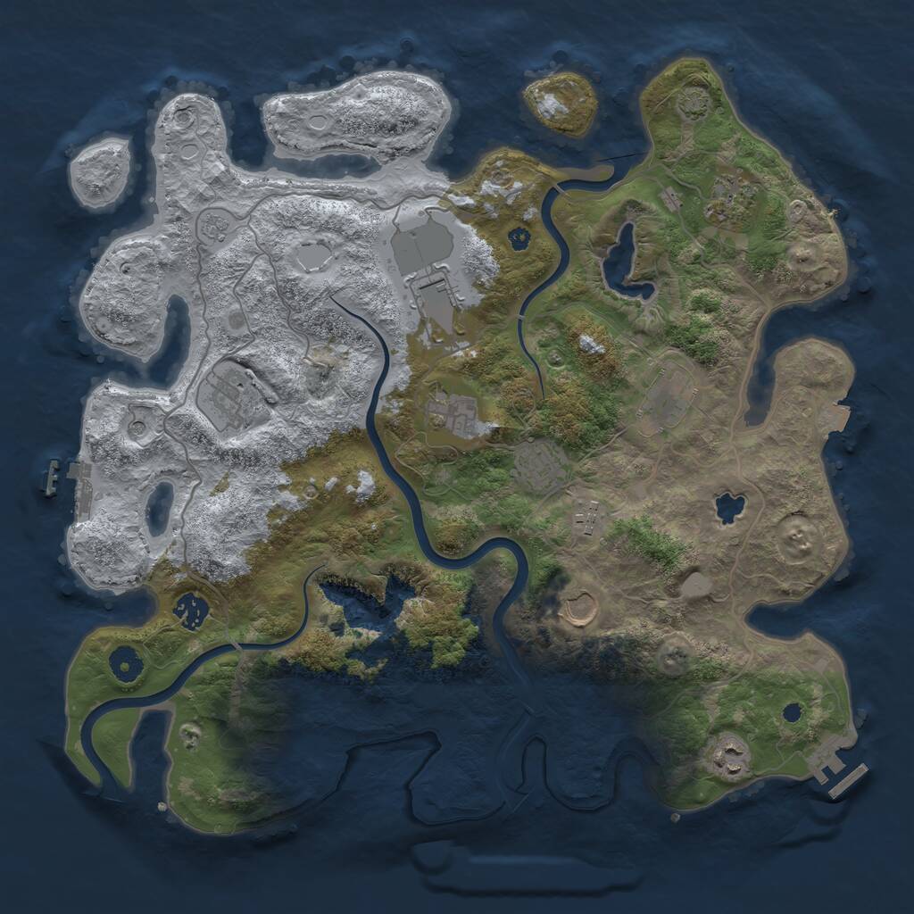 Rust Map: Procedural Map, Size: 4000, Seed: 3456787, 16 Monuments