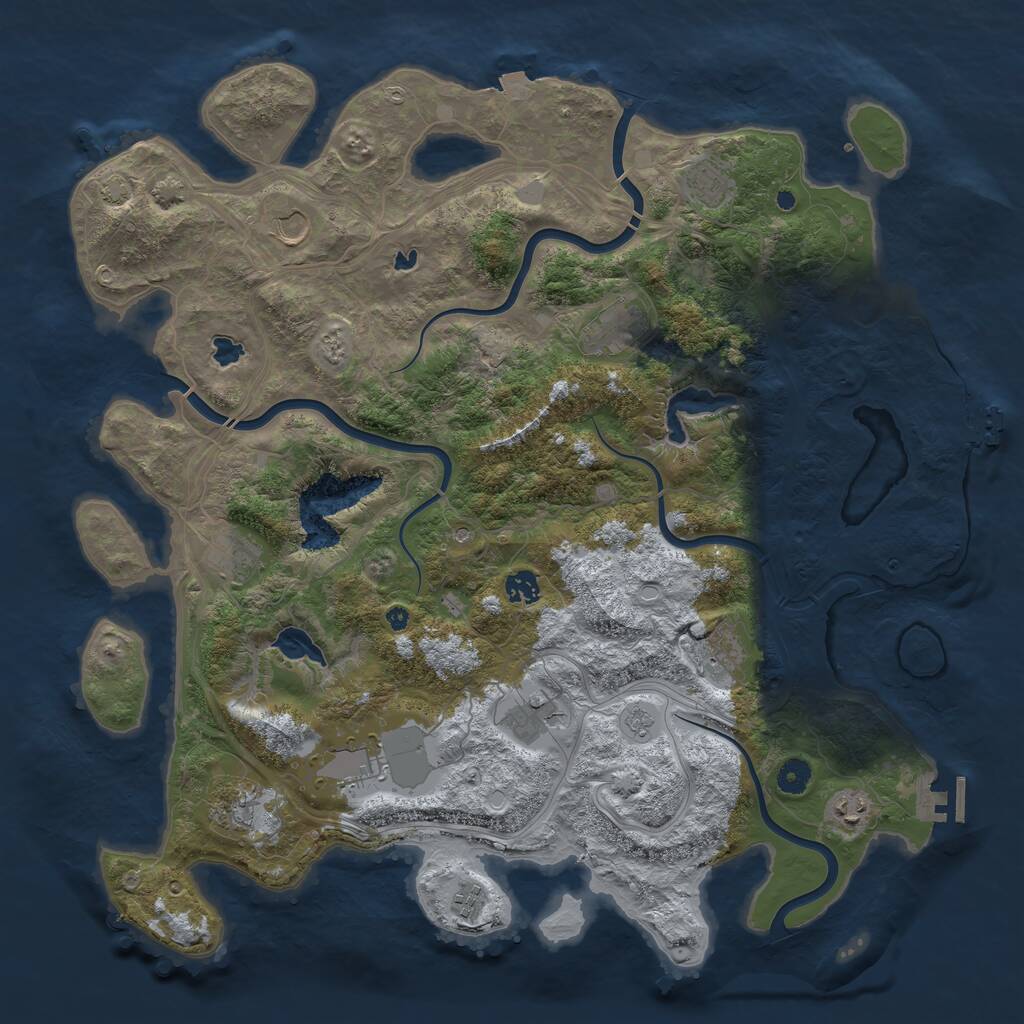 Rust Map: Procedural Map, Size: 4500, Seed: 660421592, 17 Monuments