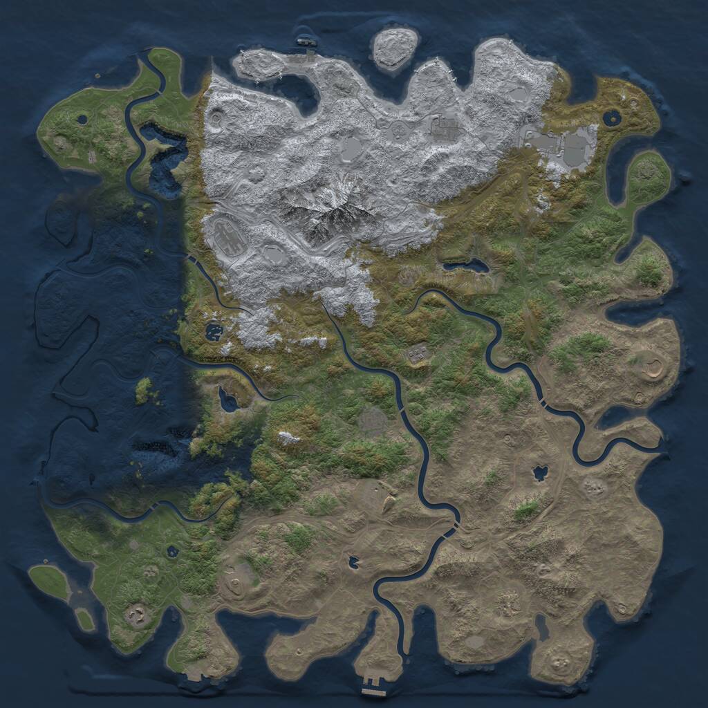 Rust Map: Procedural Map, Size: 6000, Seed: 864925330, 17 Monuments