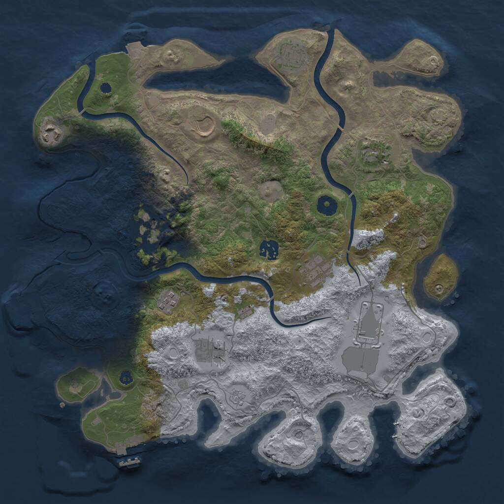 Rust Map: Procedural Map, Size: 3750, Seed: 1133416650, 16 Monuments