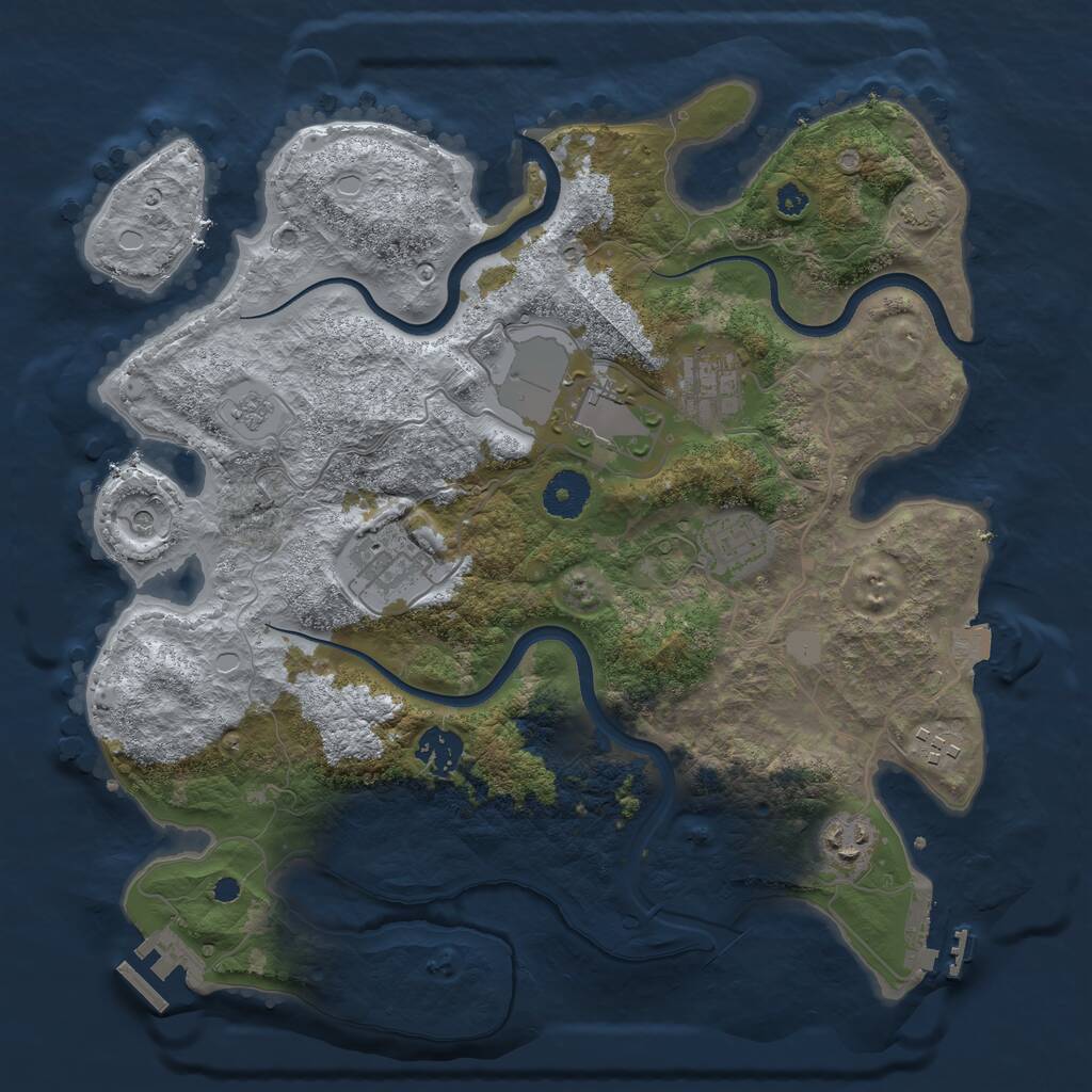 Rust Map: Procedural Map, Size: 3500, Seed: 454925506, 13 Monuments