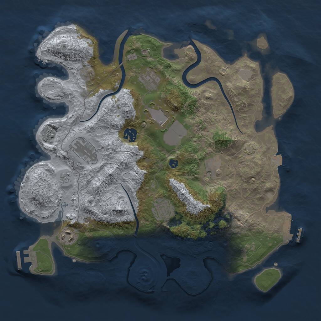 Rust Map: Procedural Map, Size: 3500, Seed: 2007821186, 14 Monuments
