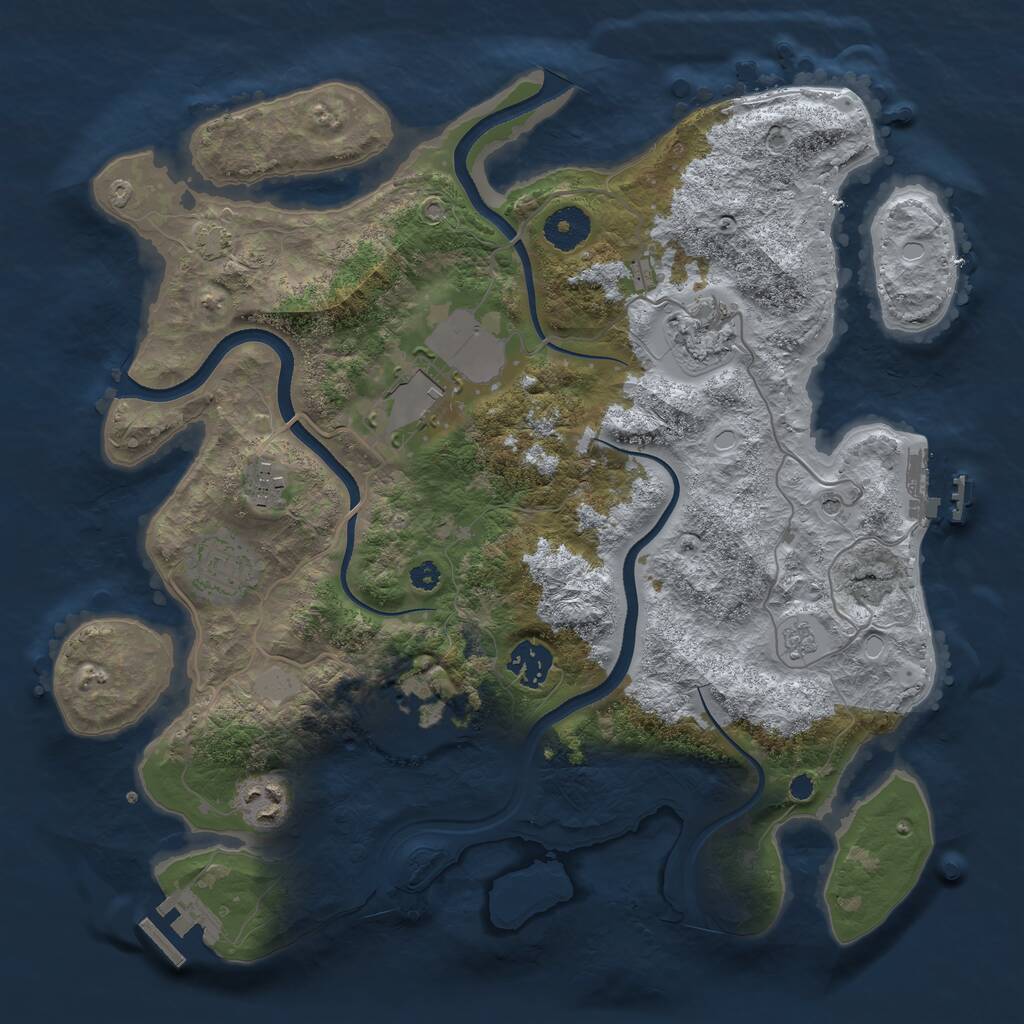 Rust Map: Procedural Map, Size: 3500, Seed: 1144619434, 13 Monuments