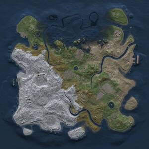 Thumbnail Rust Map: Procedural Map, Size: 3700, Seed: 1072984597, 15 Monuments
