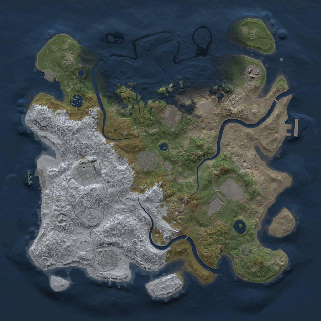 Rust Map: Procedural Map, Size: 3700, Seed: 1072984597, 15 Monuments
