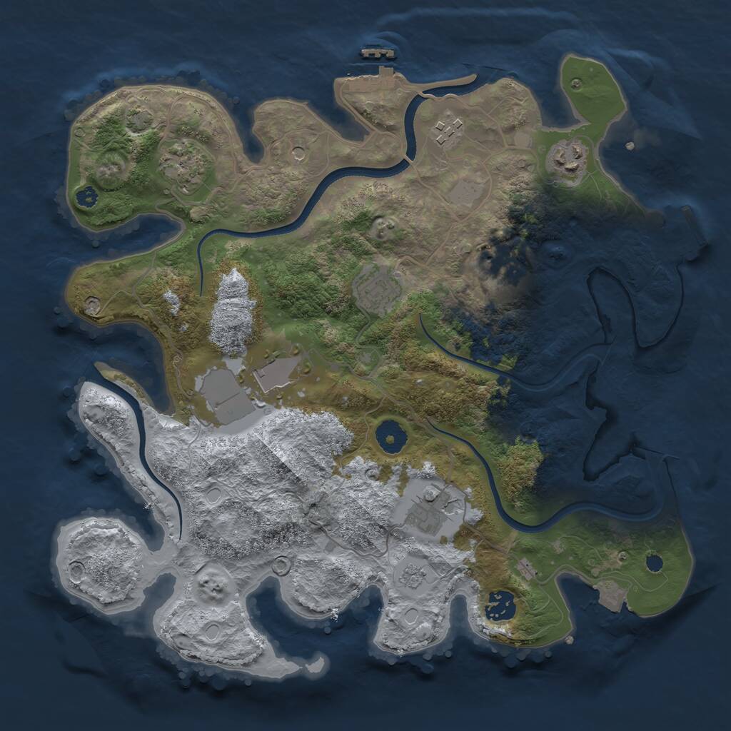 Rust Map: Procedural Map, Size: 3500, Seed: 570841459, 14 Monuments
