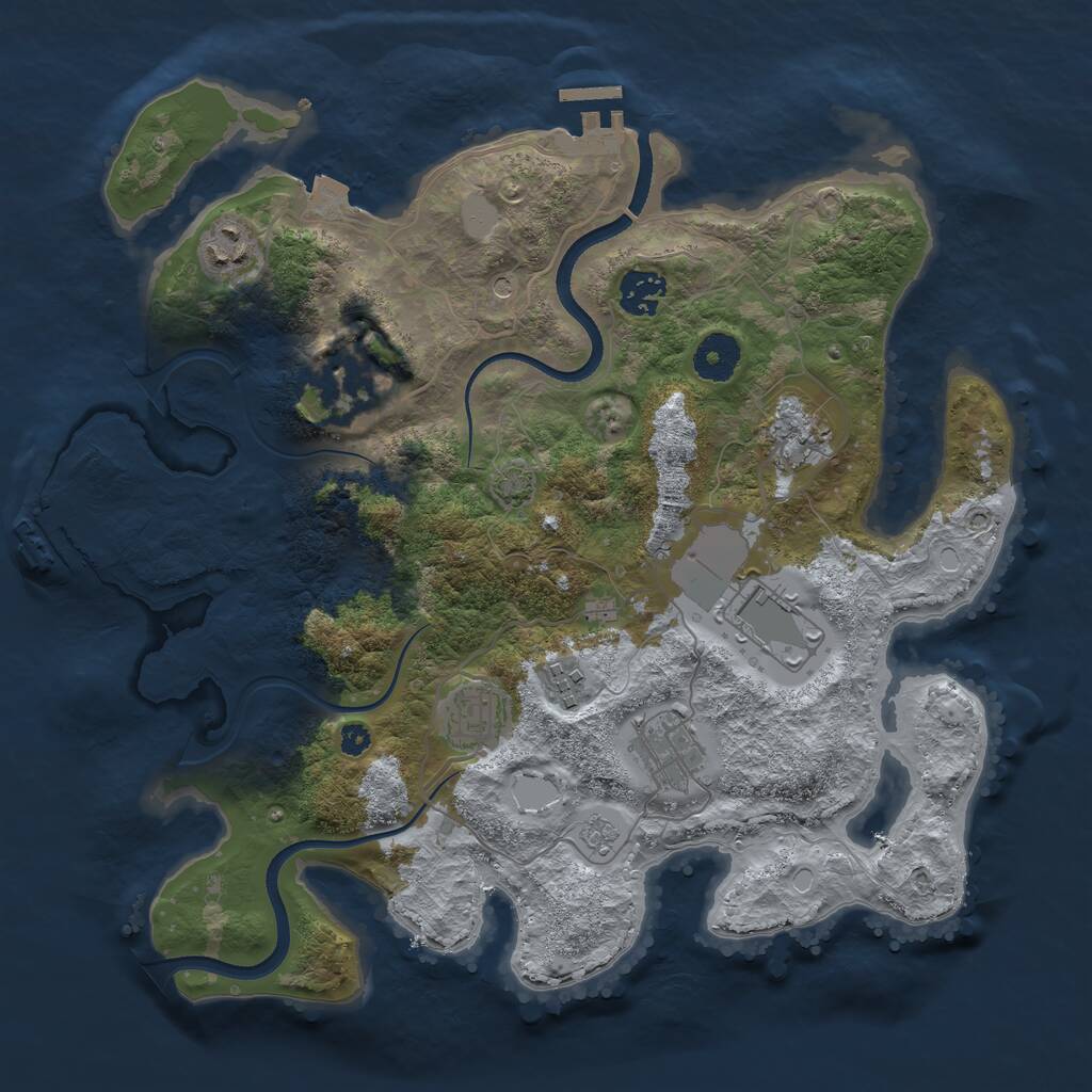 Rust Map: Procedural Map, Size: 3500, Seed: 782619764, 14 Monuments