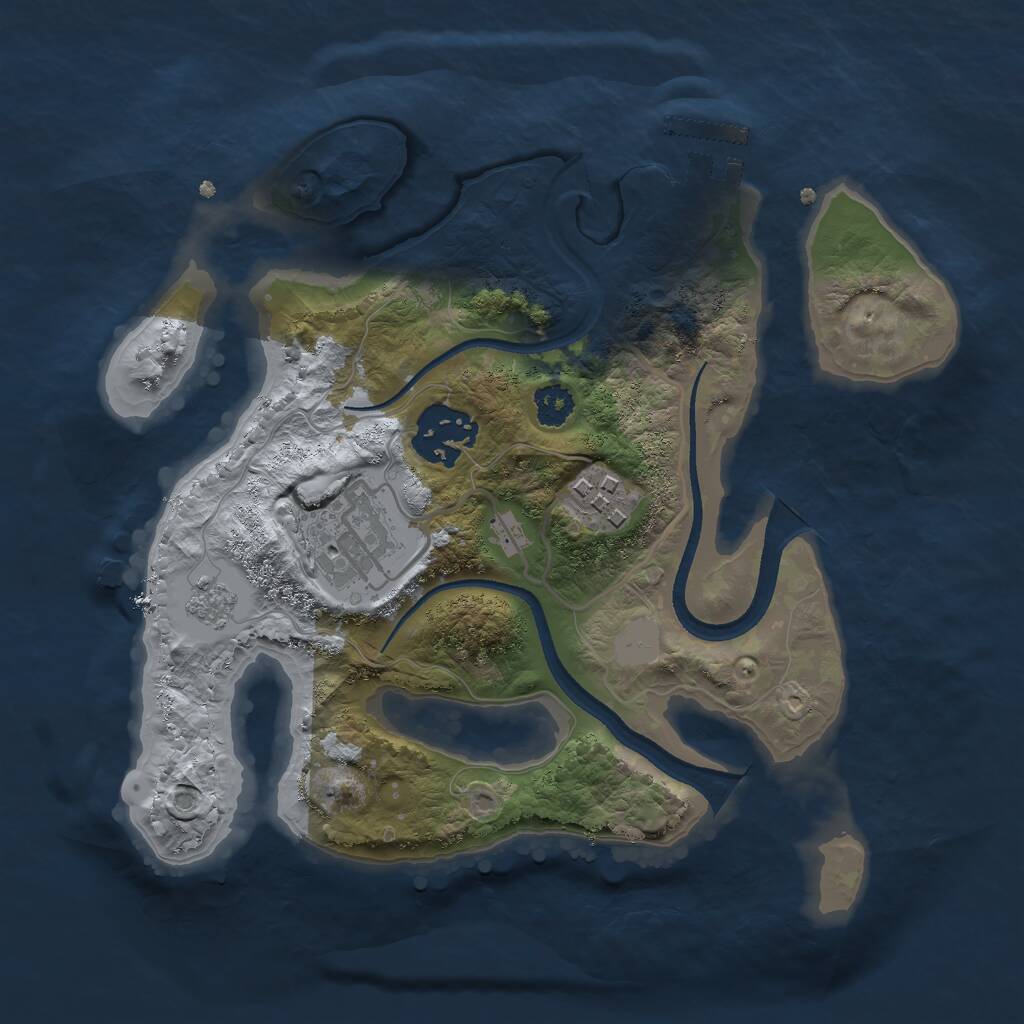 Rust Map: Procedural Map, Size: 2500, Seed: 1375342893, 6 Monuments