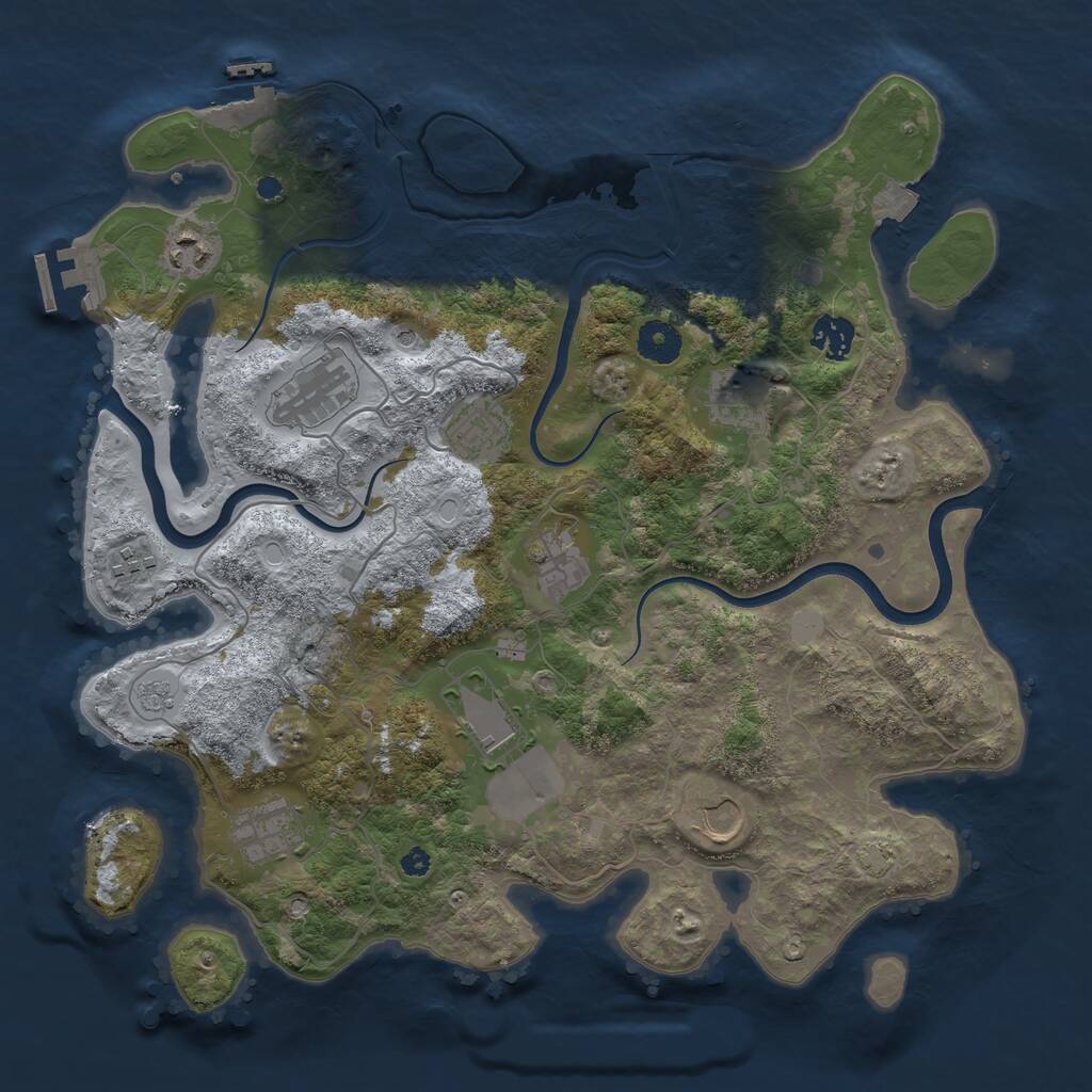 Rust Map: Procedural Map, Size: 3750, Seed: 1091181771, 16 Monuments