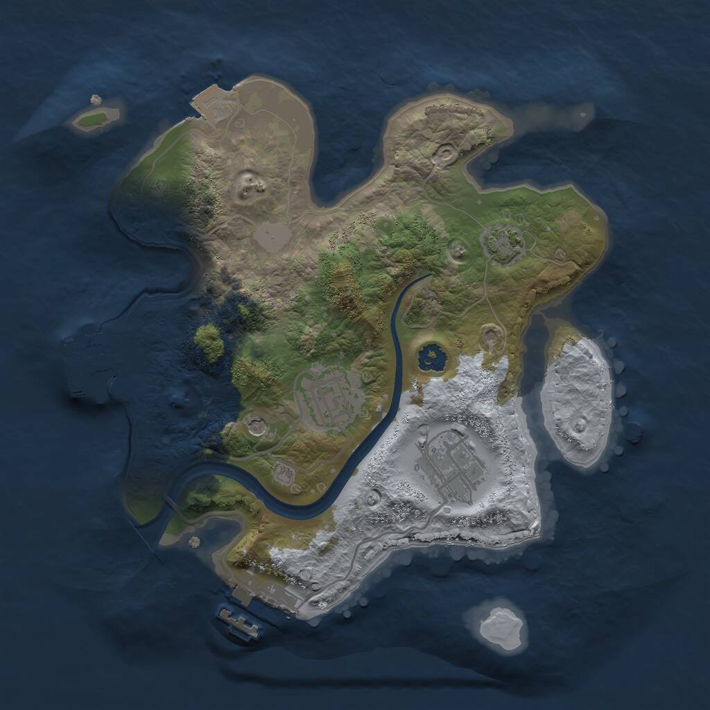 Rust Map: Procedural Map, Size: 2500, Seed: 1693865060, 7 Monuments