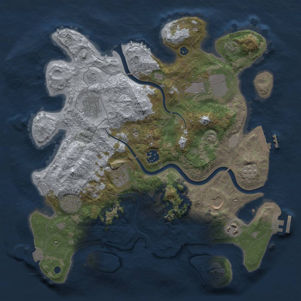 Rust Map: Procedural Map, Size: 3500, Seed: 774505428, 14 Monuments