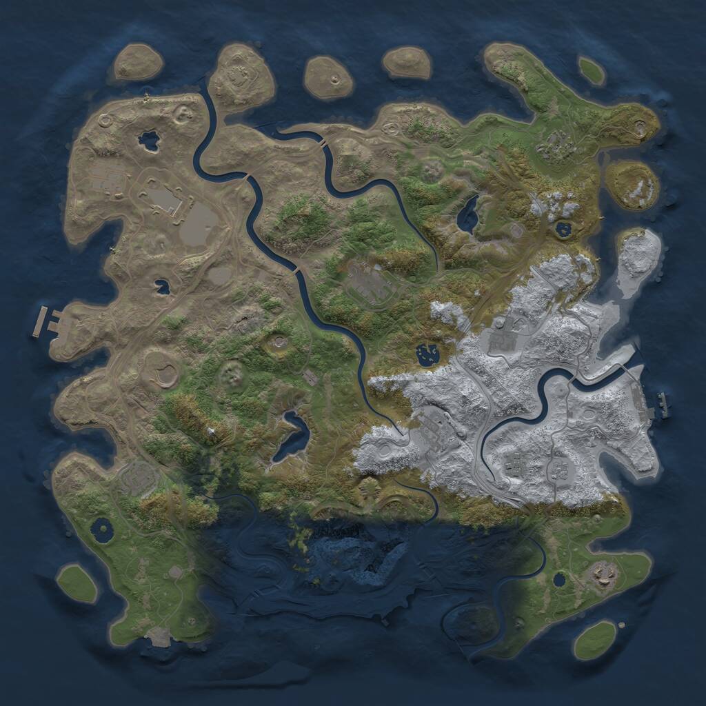 Rust Map: Procedural Map, Size: 4500, Seed: 3545, 17 Monuments