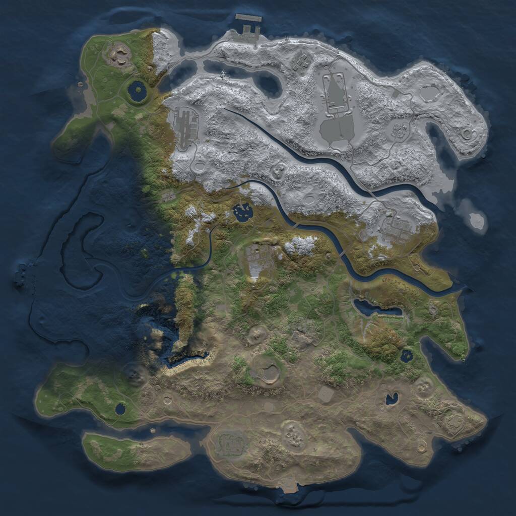 Rust Map: Procedural Map, Size: 4000, Seed: 1049429451, 15 Monuments