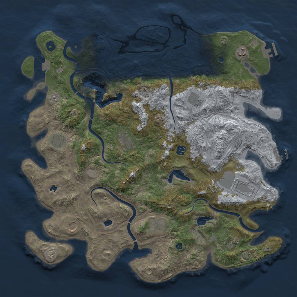 Rust Map: Procedural Map, Size: 4500, Seed: 1297608690, 16 Monuments