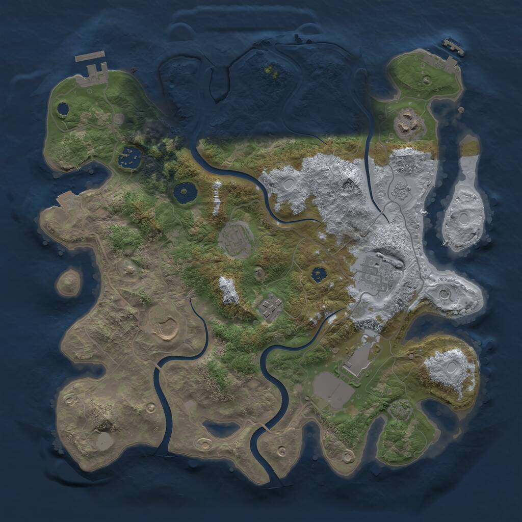 Rust Map: Procedural Map, Size: 3500, Seed: 2091136298, 13 Monuments