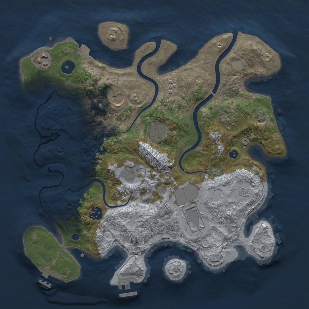 Rust Map: Procedural Map, Size: 3500, Seed: 366996618, 14 Monuments