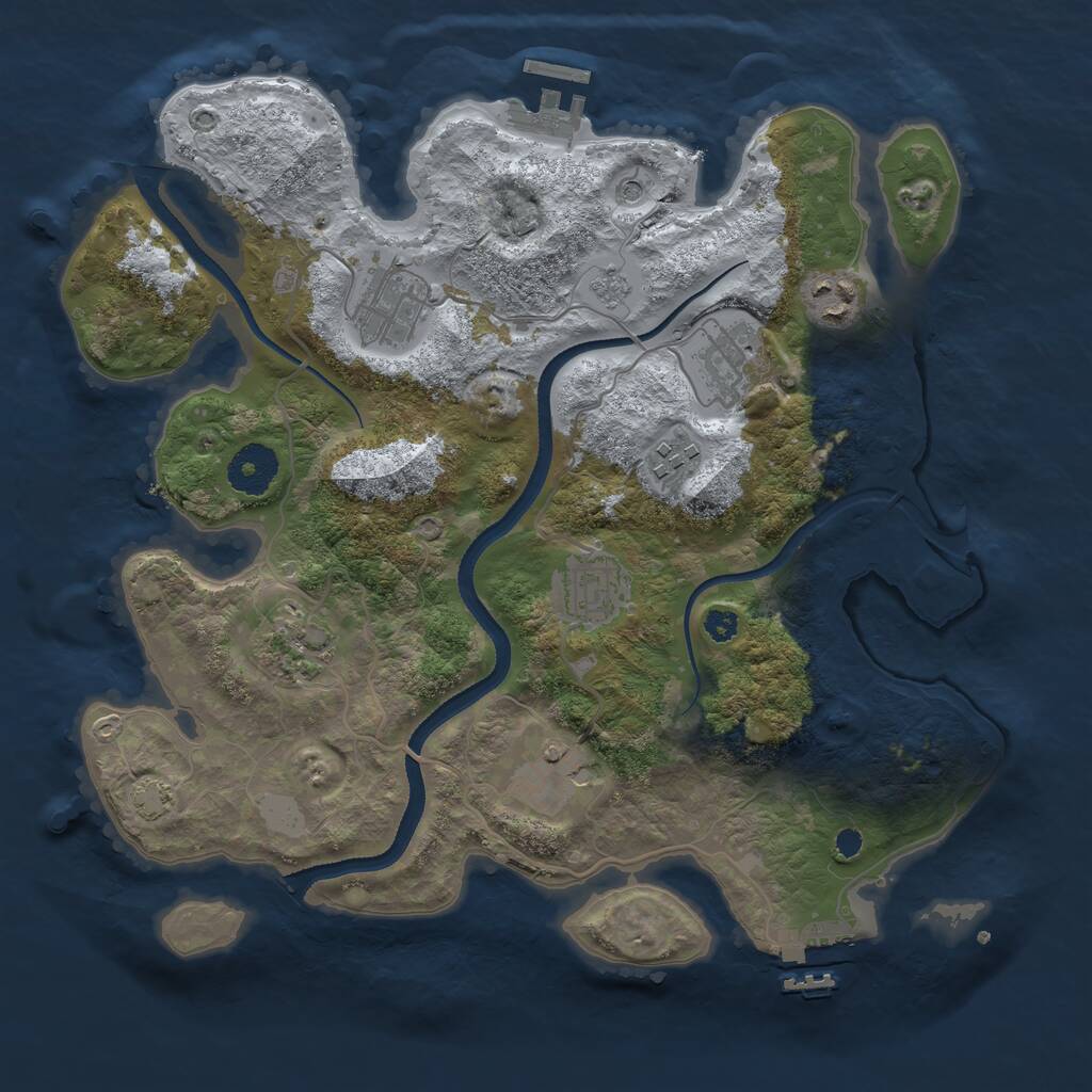 Rust Map: Procedural Map, Size: 3300, Seed: 564631104, 13 Monuments