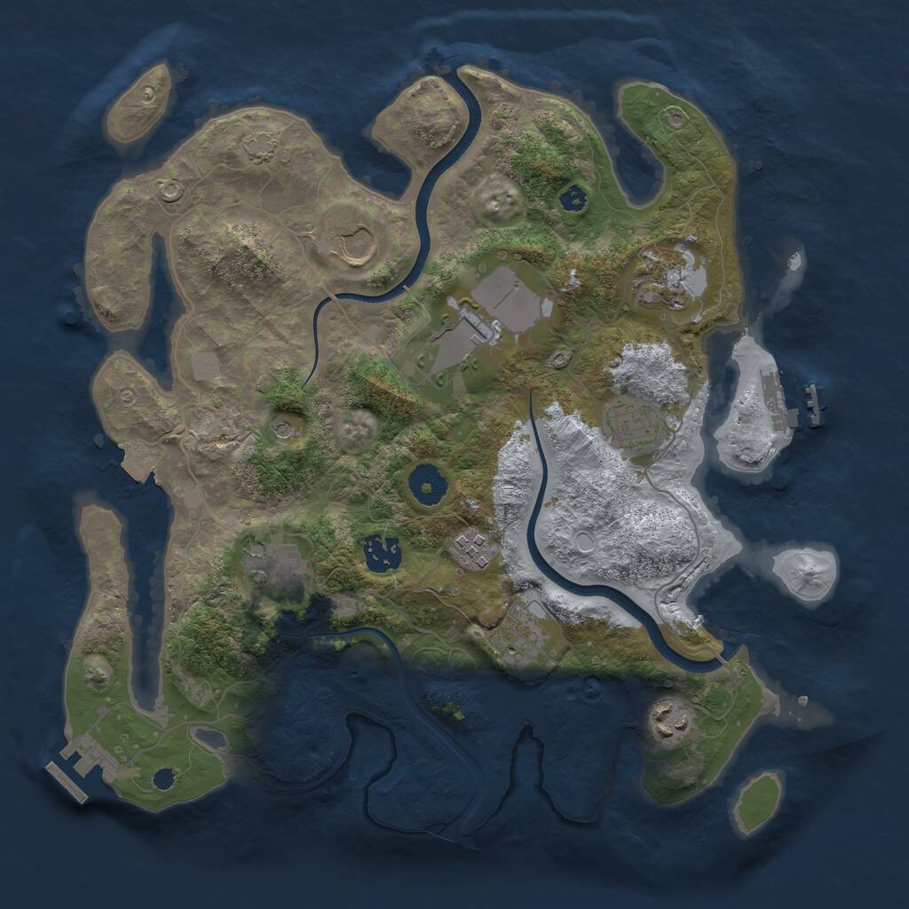 Rust Map: Procedural Map, Size: 3500, Seed: 189868791, 14 Monuments
