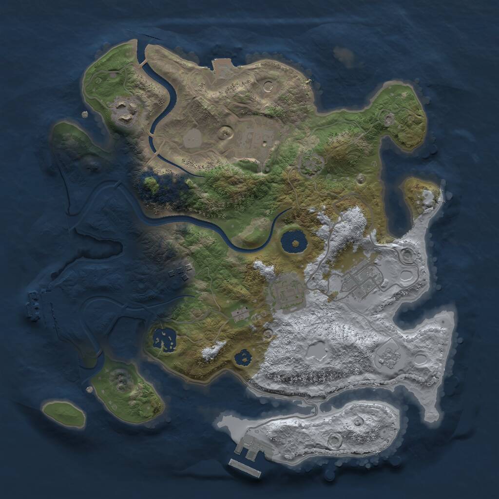 Rust Map: Procedural Map, Size: 3000, Seed: 326678, 12 Monuments