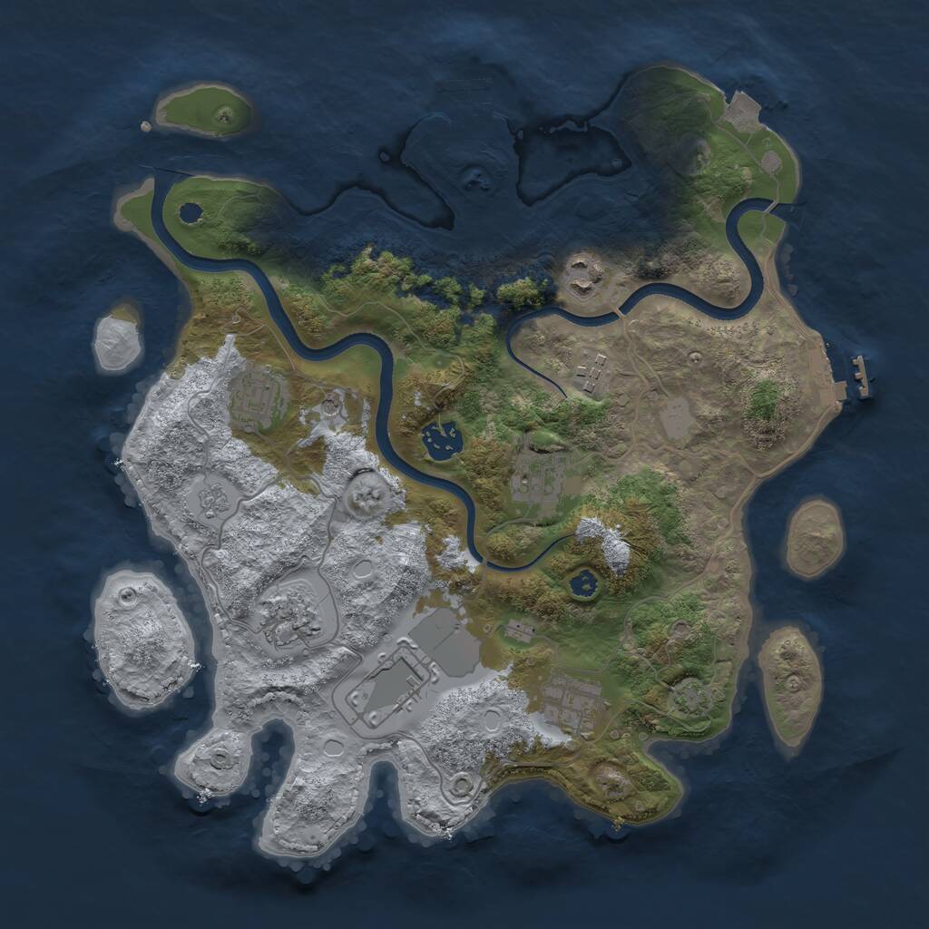 Rust Map: Procedural Map, Size: 3500, Seed: 1938068740, 14 Monuments