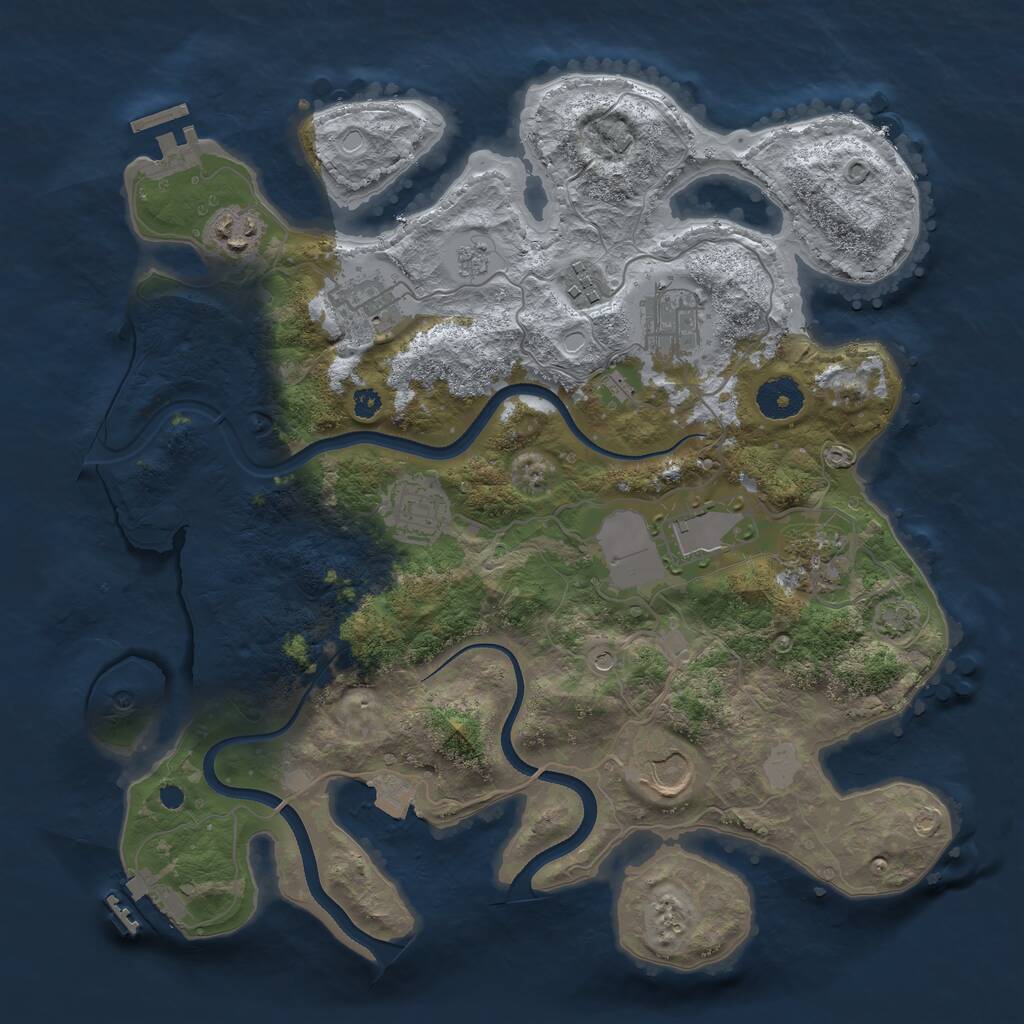 Rust Map: Procedural Map, Size: 3500, Seed: 2127726062, 14 Monuments