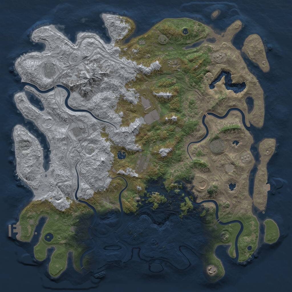 Rust Map: Procedural Map, Size: 5000, Seed: 8675308, 16 Monuments