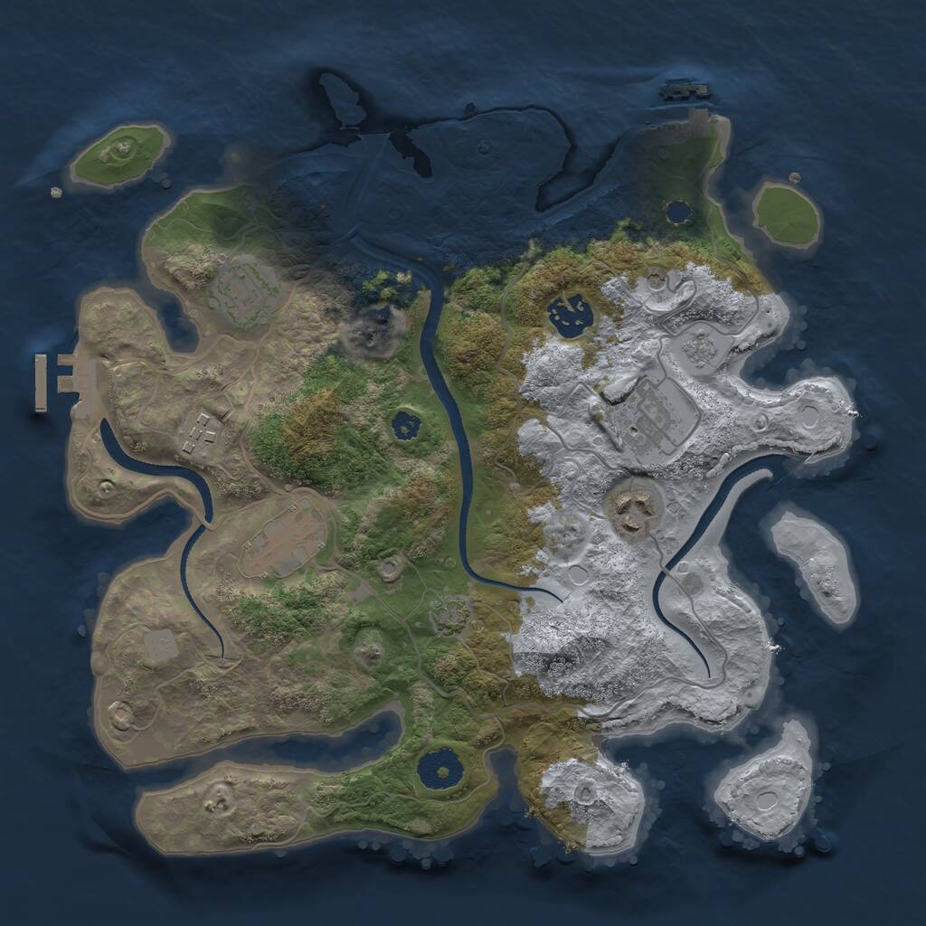 Rust Map: Procedural Map, Size: 3250, Seed: 1253659731, 12 Monuments