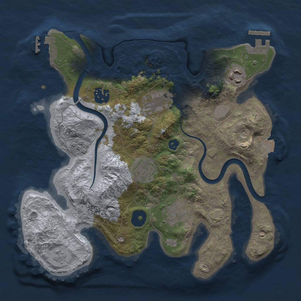 Rust Map: Procedural Map, Size: 2800, Seed: 1231142773, 12 Monuments