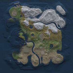 Thumbnail Rust Map: Procedural Map, Size: 3000, Seed: 38548, 11 Monuments