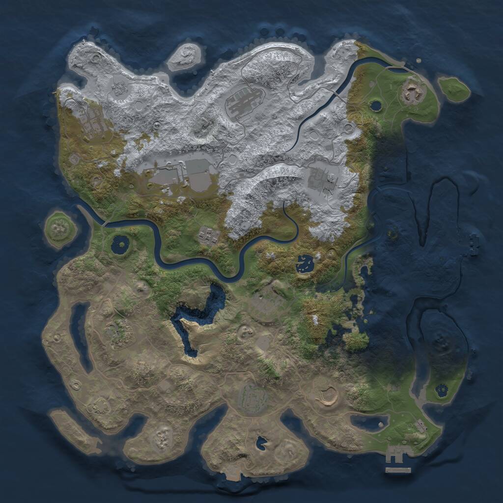 Rust Map: Procedural Map, Size: 4000, Seed: 878456235, 17 Monuments