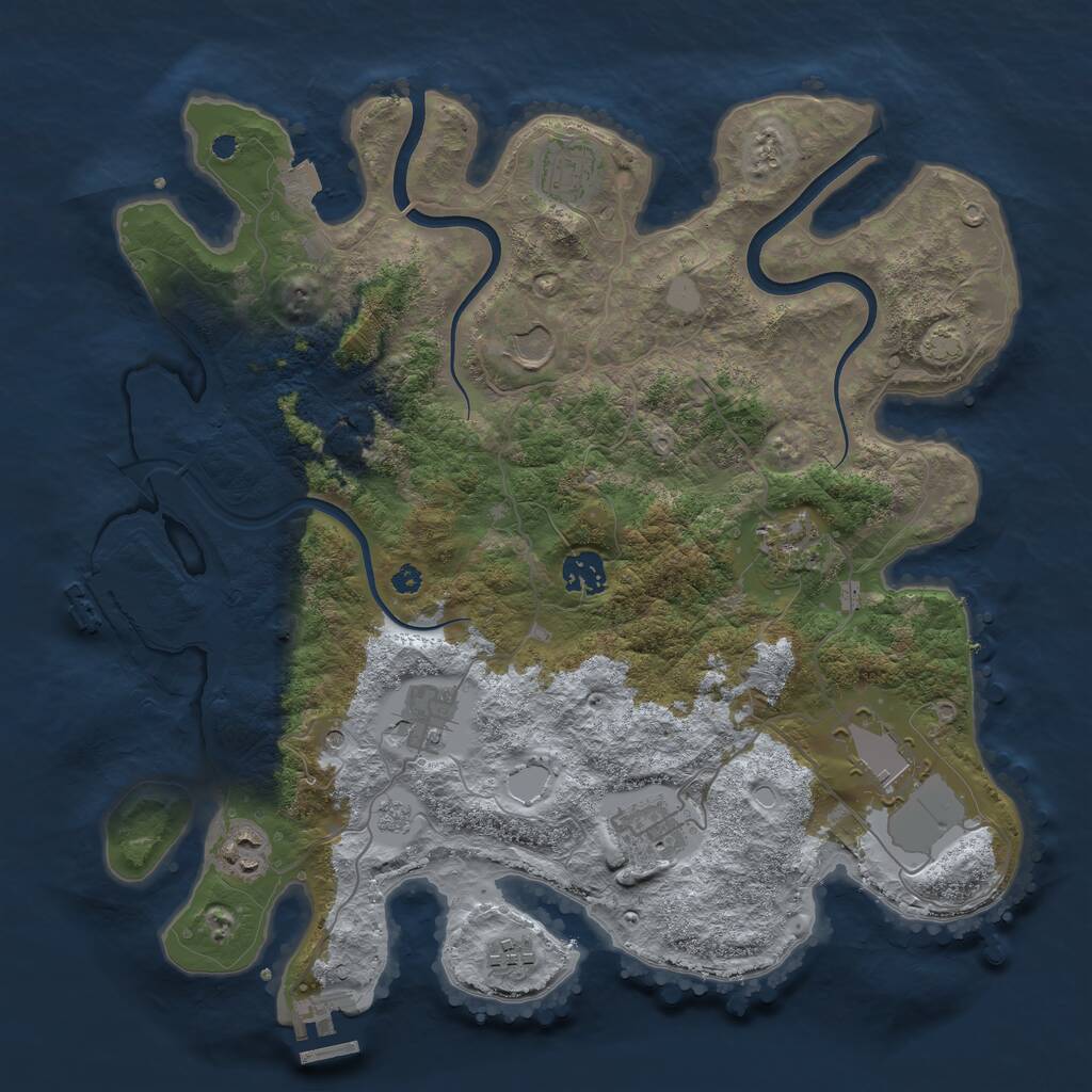 Rust Map: Procedural Map, Size: 3700, Seed: 1873153794, 15 Monuments