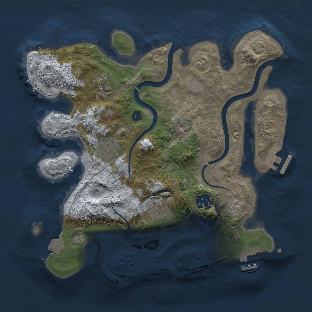 Rust Map: Procedural Map, Size: 3000, Seed: 321687, 10 Monuments