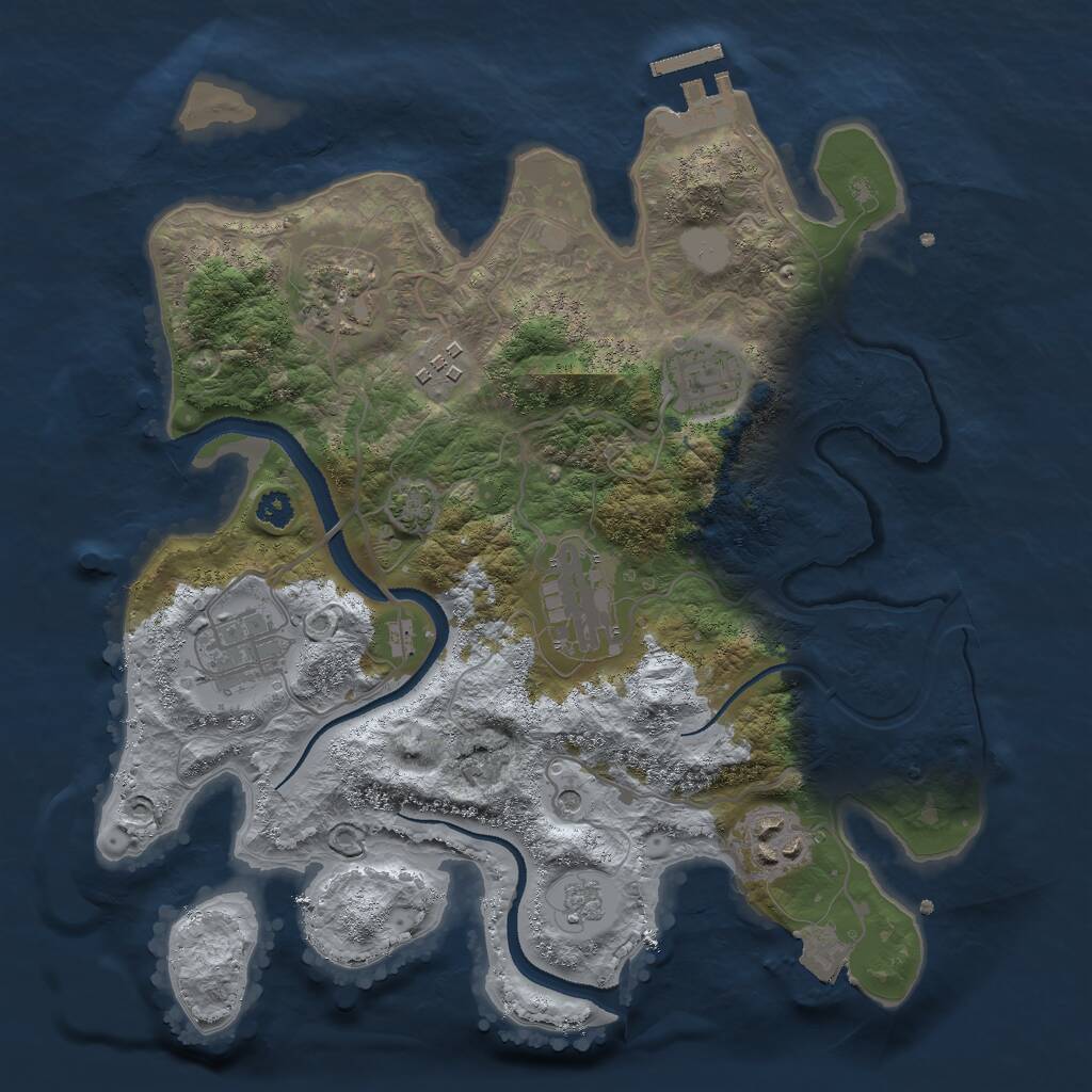 Rust Map: Procedural Map, Size: 3000, Seed: 516240848, 11 Monuments