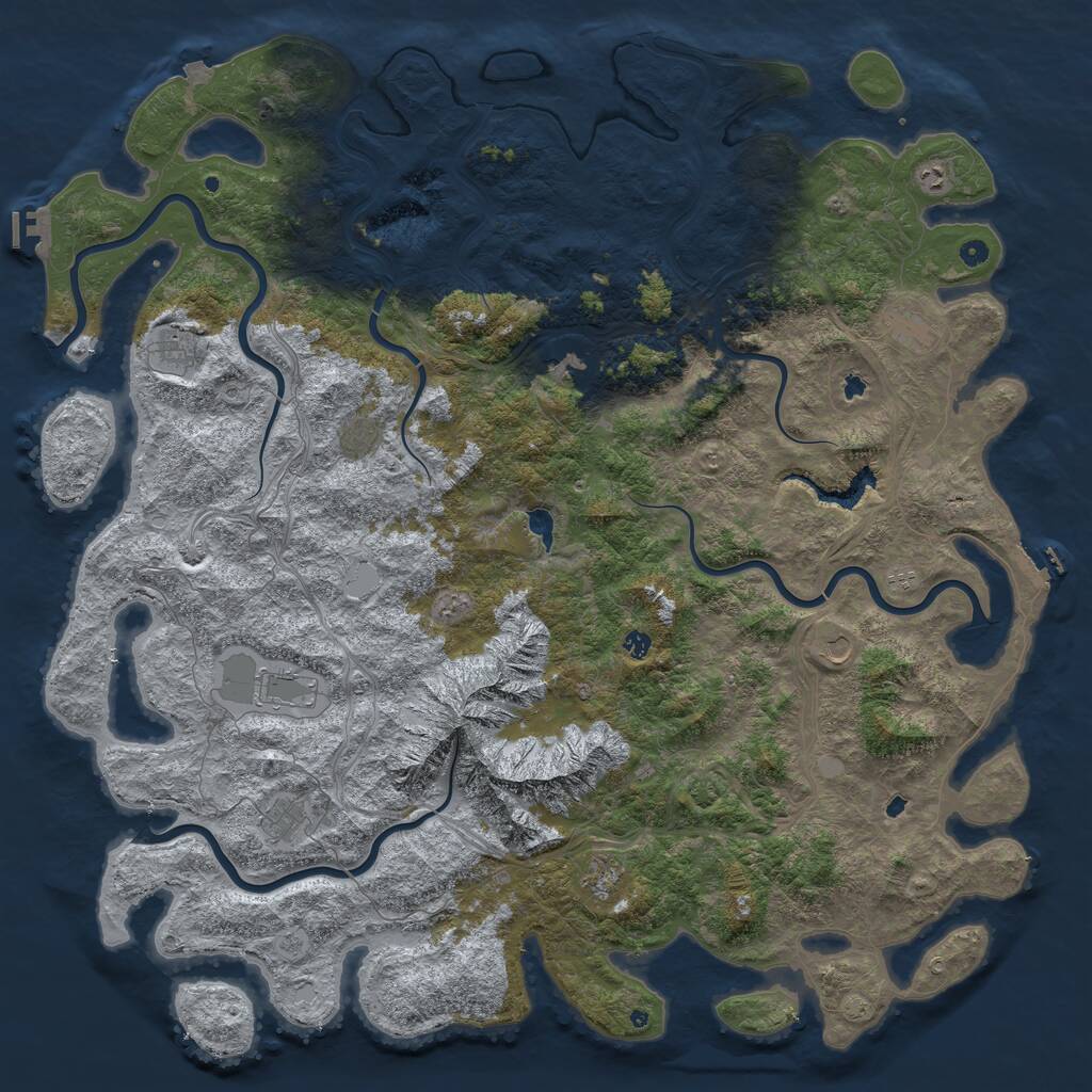 Rust Map: Procedural Map, Size: 6000, Seed: 1291536188, 17 Monuments