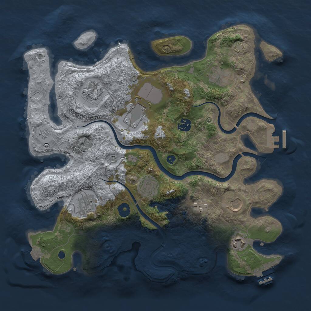 Rust Map: Procedural Map, Size: 3500, Seed: 55308, 15 Monuments
