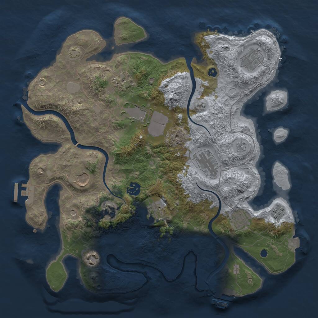 Rust Map: Procedural Map, Size: 3500, Seed: 783279292, 16 Monuments