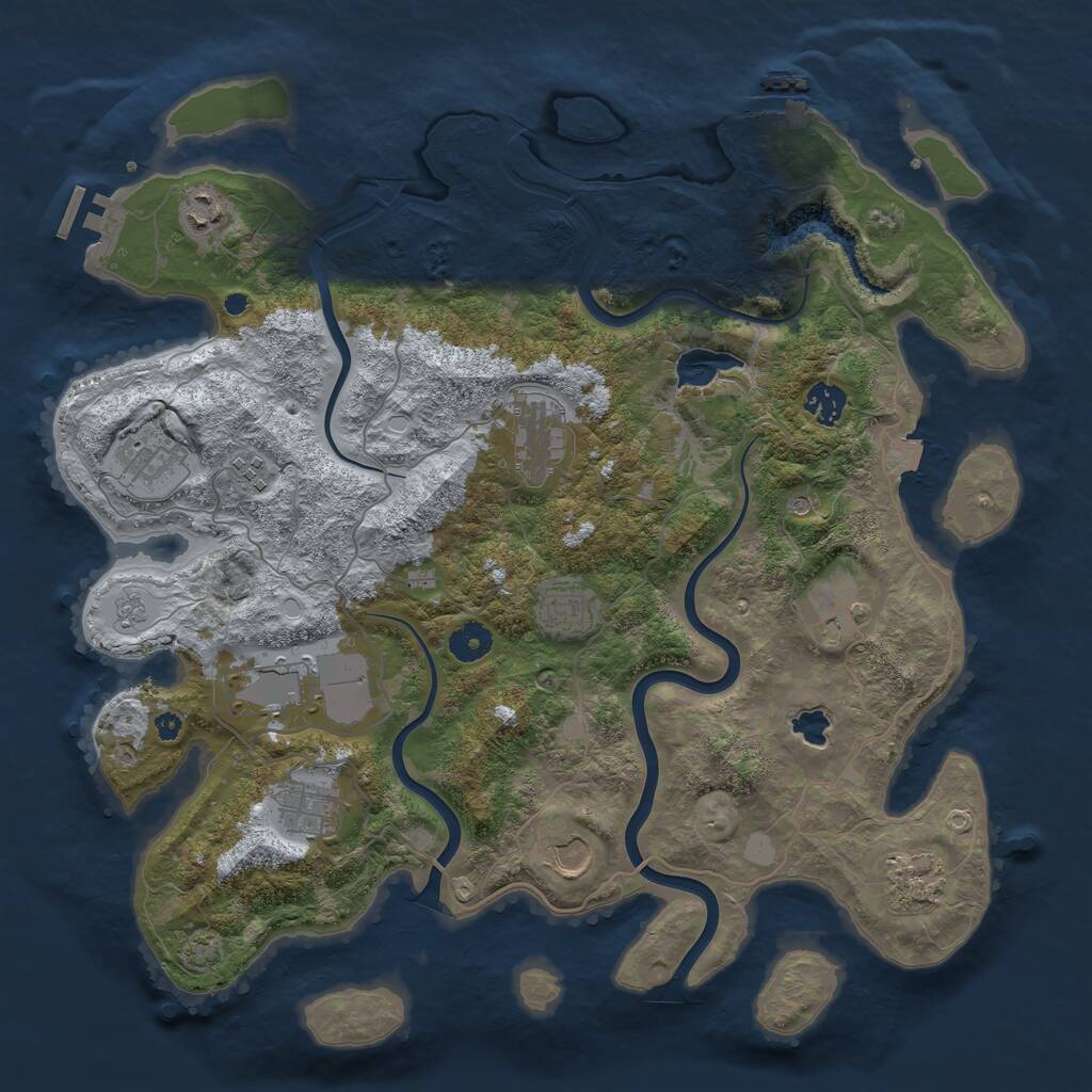 Rust Map: Procedural Map, Size: 4000, Seed: 857546431, 17 Monuments