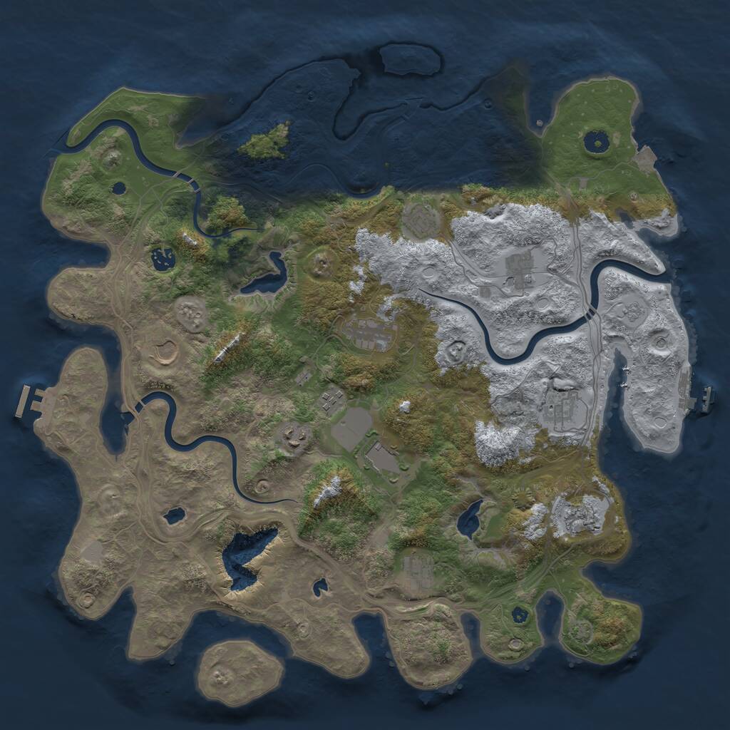 Rust Map: Procedural Map, Size: 4500, Seed: 1074288607, 17 Monuments