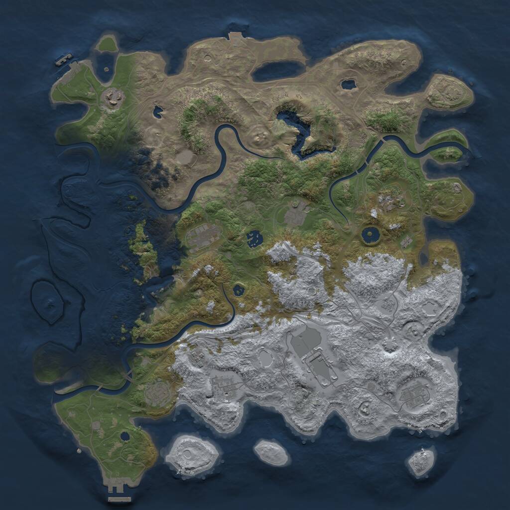 Rust Map: Procedural Map, Size: 4500, Seed: 1956201767, 16 Monuments