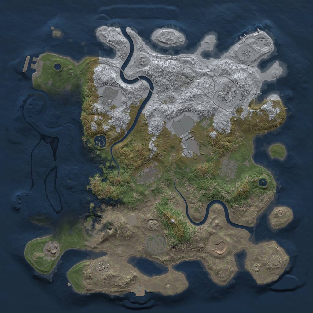 Rust Map: Procedural Map, Size: 3750, Seed: 766334761, 17 Monuments